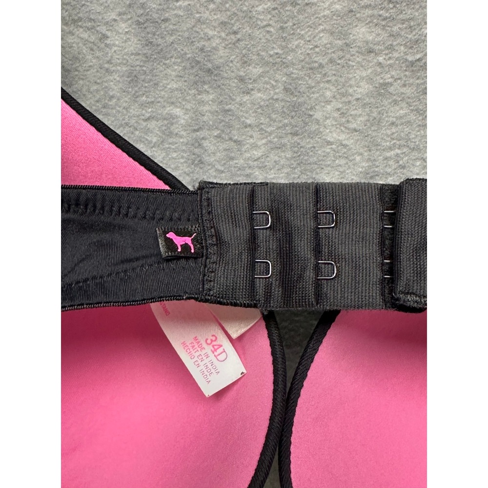 Victoria's Secret PINK Push Up Bra Black 34D Wear Everywhere Underwire - Picture 3 of 5